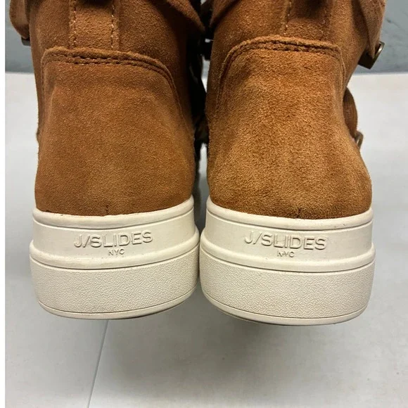 JSLIDES Winter Boots Women's Brown Suede Shearling Lined Lace Up Casual 8.5 - Picture 13 of 16